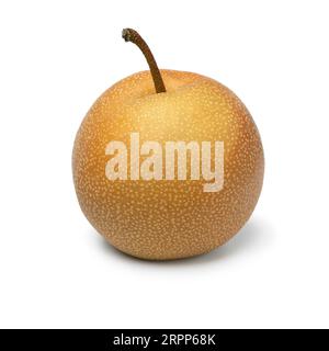 Poire chinoise fraîche entière isolée sur fond blanc en gros plan Banque D'Images