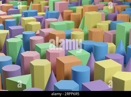 Formes solides colorées. Arrière-plan abstrait. illustration 3d. Banque D'Images
