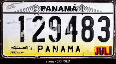 Panama, Panama City, Un carplate. Banque D'Images