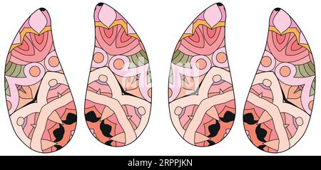 Style zentangle à imprimé hoovesimprimé cochon. Peut être utilisé pour l'impression sur t-shirt, papier peint ou affiche. Illustration de Vecteur