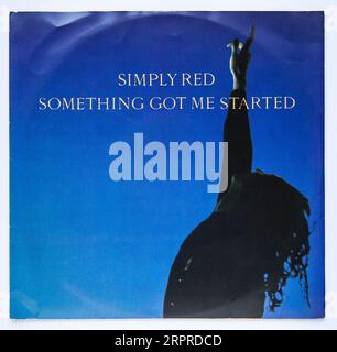 Couverture photo de la version single 12 pouces de Something Got Me Started par Simply Red, qui a été publié en 1991 Banque D'Images