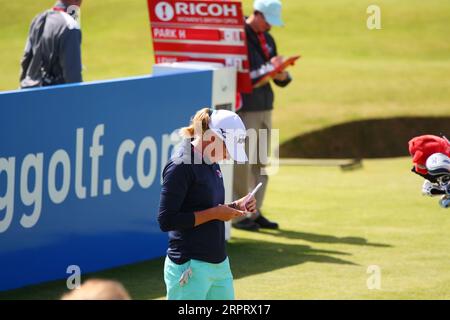 Stacy Lewis, des États-Unis, a été nommée capitaine de l'équipe américaine pour 2023 matchs de la Solheim Cup qui se dérouleront du 22 au 24 septembre à la Finca Cortesin en Espagne. Ici Banque D'Images