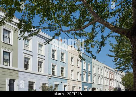 Maisons mitoyennes victoriennes à Lonsdale Road, Notting Hill, West London UK Banque D'Images