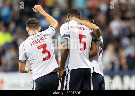 Bolton, Royaume-Uni, le 5 septembre 2023, Ricardo Santos de Bolton Wanderers célèbre son objectif d'atteindre 2-0 lors du match EFL Trophy North Group E entre Bolton Wanderers et Salford City au Toughsheet Community Stadium le mardi 5 septembre 2023 (photo de Phil Bryan/Alamy Live News) Banque D'Images