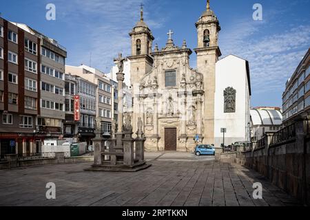 Église de style baroque Saint-Georges à la Corogne, Galice, Espagne du Nord, le 22 août 2023 Banque D'Images