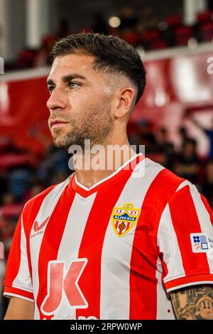 Almeria, Espagne. 01 septembre 2023. ALMERIA, ESPAGNE - SEPTEMBRE 1 : Adrián Embarba de UD Almeria au début du match entre UD Almeria et RC Celta de Vigo de la Liga EA Sports le 1 septembre 2023 au Power Horse Stadium à Almeria, Espagne. (Photo Samuel Carreño/ PX Images) crédit : SIPA USA/Alamy Live News Banque D'Images