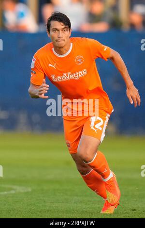 Barrow à Furness, Royaume-Uni. 05 septembre 2023. Kenny Dougall #12 de Blackpool lors du match EFL Trophy Barrow vs Blackpool au SO Legal Stadium, Barrow-in-Furness, Royaume-Uni, le 5 septembre 2023 (photo Steve Flynn/News Images) à Barrow-in-Furness, Royaume-Uni le 9/5/2023. (Photo Steve Flynn/News Images/Sipa USA) crédit : SIPA USA/Alamy Live News Banque D'Images