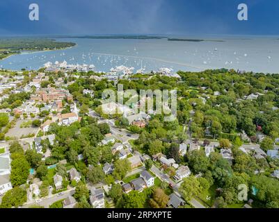 Vue aérienne de Sag Harbor, ny Banque D'Images