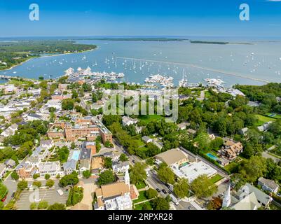 Vue aérienne de Sag Harbor, ny Banque D'Images