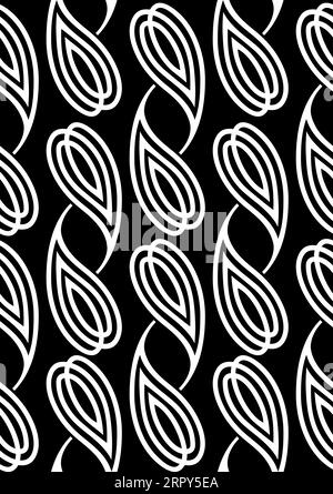 Modèle sans couture avec motifs Paisley en noir et blanc Banque D'Images