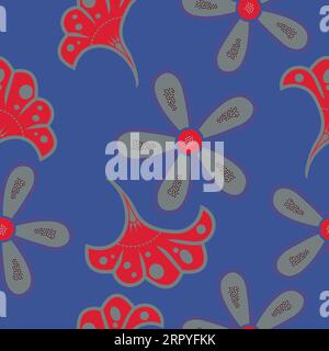 la couleur bleue du tissu laisse un vecteur de motif sans couture Illustration de Vecteur