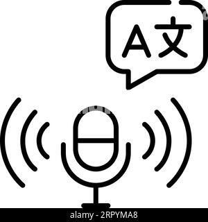 Technique de reconnaissance de la conversion parole-texte. Contour modifiable et parfait au pixel près Illustration de Vecteur