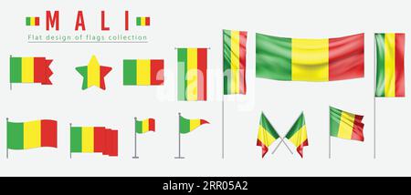 Drapeau Mali, design plat de la collection de drapeaux Illustration de Vecteur