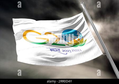 Drapeau g20 inde logo officiel du G20 indien, sommet du G20 Inde, G20 2023 Banque D'Images