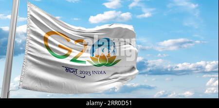 Drapeau g20 inde logo officiel du G20 indien, sommet du G20 Inde, G20 2023 Banque D'Images