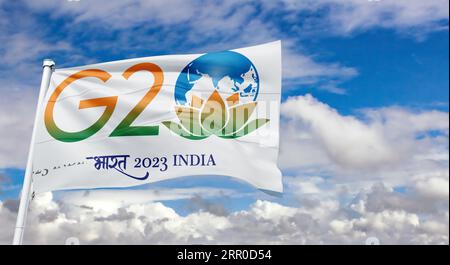 Drapeau g20 inde logo officiel du G20 indien, sommet du G20 Inde, G20 2023 Banque D'Images