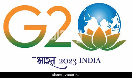 Drapeau g20 inde logo officiel du G20 indien, sommet du G20 Inde, G20 2023 Banque D'Images