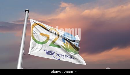 Drapeau g20 inde logo officiel du G20 indien, sommet du G20 Inde, G20 2023 Banque D'Images