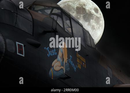 East Kirkby, Lincolnshire, Royaume-Uni, 2023. L'Avro Lancaster est un bombardier lourd britannique de la Seconde Guerre mondiale. Banque D'Images