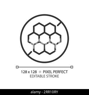 Icône en nid d'abeille noire linéaire 2D personnalisable Illustration de Vecteur