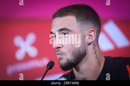 Tubize, Belgique. 06 septembre 2023. Le Belge Zeno Debast photographié lors d'une conférence de presse de l'équipe nationale belge de football Red Devils, mercredi 06 septembre 2023, au siège de la Royal Belgian football Association RBFA à Tubize. Les Devils affronteront l'Azerbaïdjan et l'Estonie plus tard ce mois-ci. BELGA PHOTO VIRGINIE LEFOUR crédit : Belga News Agency/Alamy Live News Banque D'Images