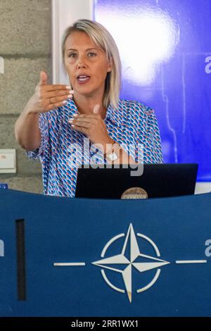 Heverlee, Belgique. 06 septembre 2023. La ministre de la Défense Ludivine Dedonder est vue lors d'une conférence de presse de la Défense belge pour présenter les plans de recrutement pour 2024, mercredi 06 septembre 2023, à Heverlee. La Défense compte plus de 4000 postes vacants pour l'ensemble de l'organisation de la Défense en 2024, 2500 emplois pour les soldats actifs, 460 postes vacants pour les employés civils et 1050 postes vacants pour les réservistes. BELGA PHOTO JONAS ROOSENS crédit : Belga News Agency/Alamy Live News Banque D'Images