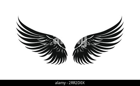 Ailes noires dans la conception plate, icône sur fond blanc. Illustration vectorielle Illustration de Vecteur