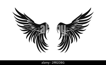 Ailes noires dans la conception plate, icône sur fond blanc. Illustration vectorielle Illustration de Vecteur