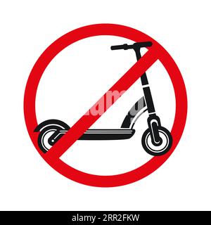 Ne conduisez pas un scooter électrique ici. Panneau d'interdiction rouge avec scooter électrique. Arrêtez. Illustration vectorielle Illustration de Vecteur