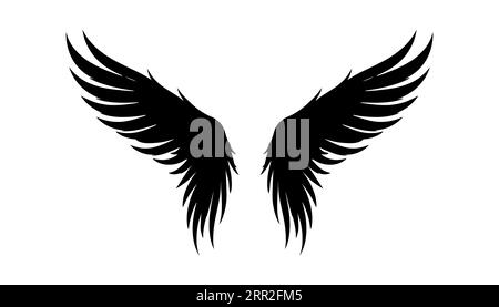 Ailes noires dans la conception plate, icône sur fond blanc. Illustration vectorielle Illustration de Vecteur