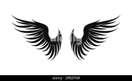 Ailes noires dans la conception plate, icône sur fond blanc. Illustration vectorielle Illustration de Vecteur