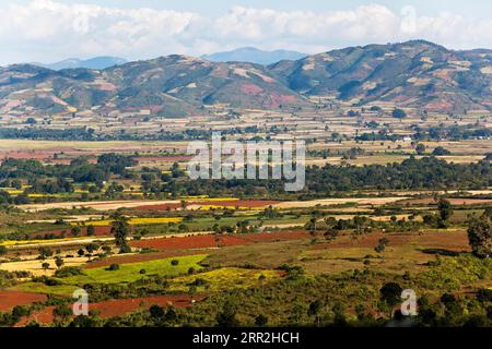 Paysage près de Kalaw, Kalaw, État Shan, Myanmar, Birmanie Banque D'Images