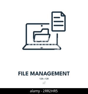Icône gestion des fichiers. Document, dossier, informations. Contour modifiable. Icône vecteur simple Illustration de Vecteur