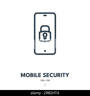 Icône Mobile Security. Téléphone intelligent, sécurité, protection. Contour modifiable. Icône vecteur simple Illustration de Vecteur