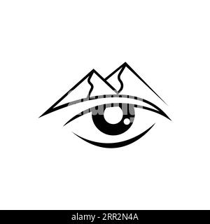 Logo Eye Mountain pour les aventuriers. Image vectorielle de concept d'icône de logo abstrait de montagne d'oeil. Montagne avec image vectorielle de conception de logo d'oeil. Illustration de Vecteur