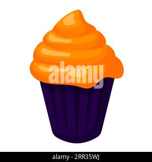 Cupcake Halloween dans le style de dessin animé. Joyeux halloween. Illustration vectorielle isolée sur fond blanc. Illustration de Vecteur