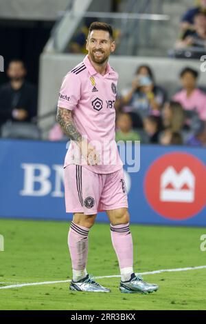 Lionel Messi (10) d'Inter Miami en action lors d'un match de football de la MLS contre le Los Angeles FC. Inter Miami CF 3:1 Los Angeles FC. Banque D'Images