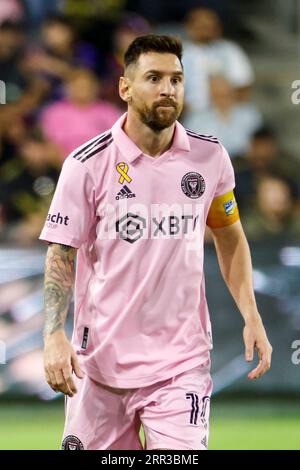 Lionel Messi (10) d'Inter Miami en action lors d'un match de football de la MLS contre le Los Angeles FC dimanche 3 septembre 2022, à Los Angeles. Banque D'Images