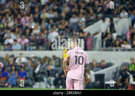 Lionel Messi (10) d'Inter Miami en action lors d'un match de football de la MLS contre le Los Angeles FC. Inter Miami CF 3:1 Los Angeles FC. Banque D'Images