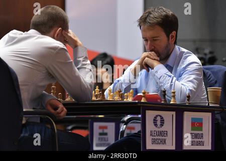 Kolkata, Inde. 06 septembre 2023. Vincent Keymer (Allemagne) a vu jouer à la 5e édition de la compétition TATA Steel Chess India 2023 à bhassa Bhavan. Crédit : SOPA Images Limited/Alamy Live News Banque D'Images