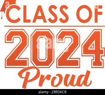 Class of 2024 PROUD logo avec casquette de graduation Illustration de Vecteur