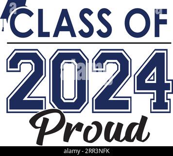 Class of 2024 PROUD logo avec casquette de graduation Illustration de Vecteur
