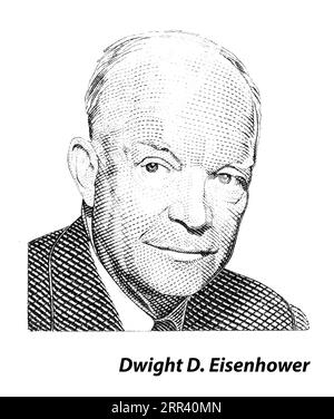 USA - VERS 1970: Un timbre imprimé aux Etats-Unis montre Portrait Président Dwight David Eisenhower vers 1970 Banque D'Images