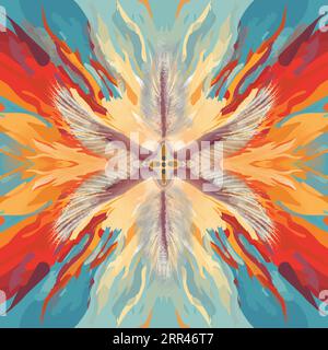 Représentation bibliquement précise d'un ange, flammes de couleur arc-en-ciel, yeux multiples Illustration de Vecteur