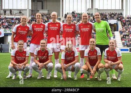 Linkoping, Suède. 06 septembre 2023. Bilborsen Arena, Linkoping, Suède, 6 septembre 2023 : photo de l'équipe Arsenal FC avant le match dans la Ligue des Champions Ligue UEFA trajectoire groupe 3 le 6 septembre 2023 entre Arsenal FC et Linkoping FC à Bilborsen Arena à Linkoping, Suède (Peter Sonander/SPP) crédit : SPP Sport Press photo. /Alamy Live News Banque D'Images