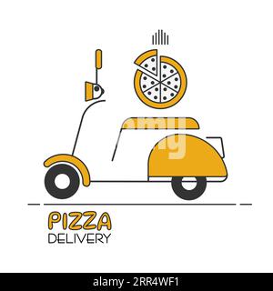 Bannière icône de moto de livraison de pizza Illustration de Vecteur