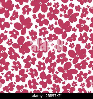 Fleurs simples Viva Magenta. Motif de conception de tissu sans couture Illustration de Vecteur