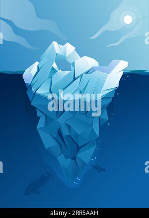 Iceberg concept métaphore pour les aspects visibles et cachés du succès - stock Illustration AS EPS 10 Illustration de Vecteur