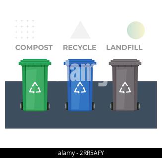 Gestion des déchets - trois bacs couleur - icône en tant que fichier EPS 10 Illustration de Vecteur