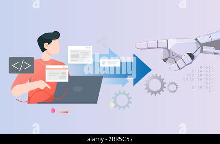 Impact de l'automatisation sur le processus de développement logiciel - Illustration sous forme de fichier EPS 10 Illustration de Vecteur